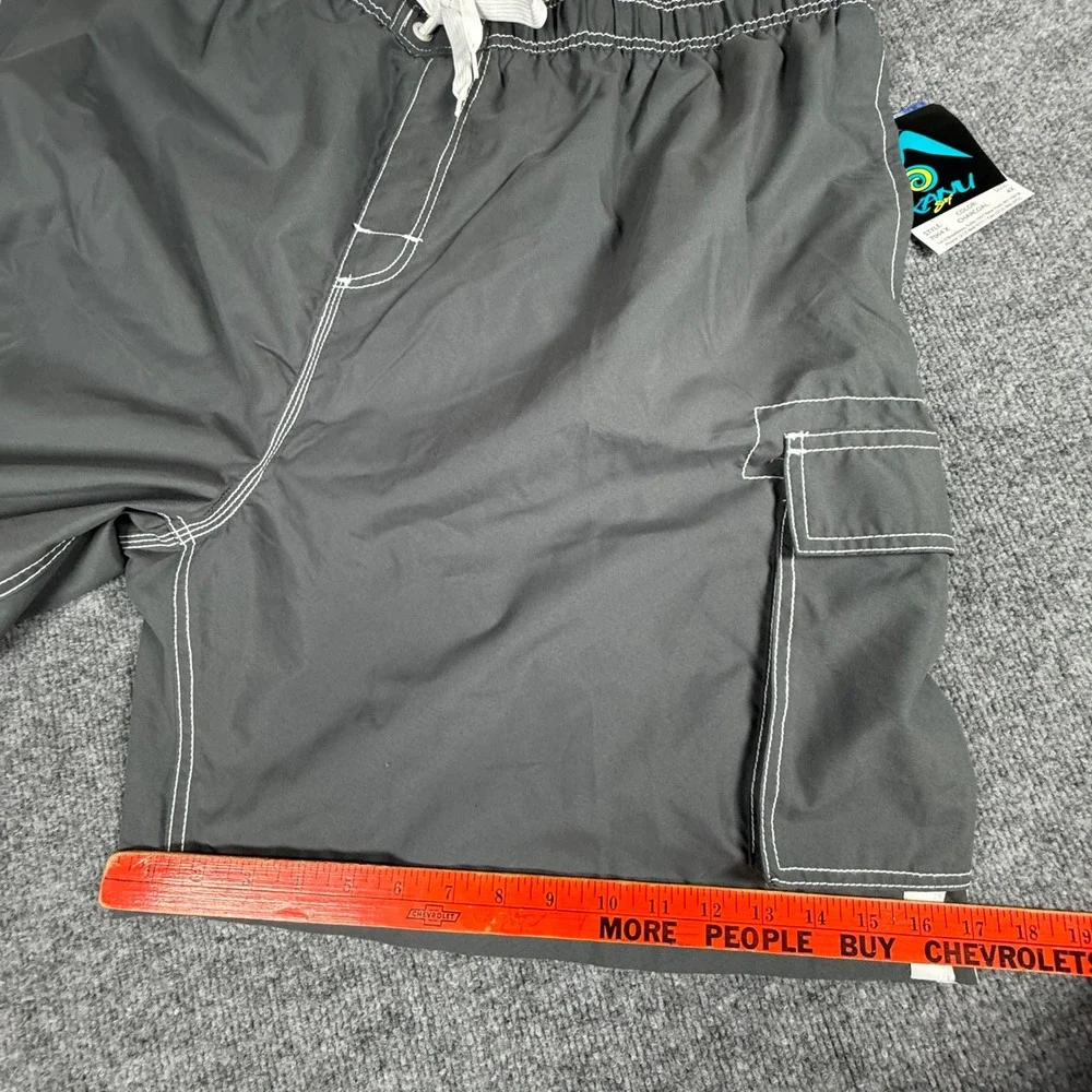 Men's Quick Dry 4X Charcoal Gray Cargo Swim Trunks Board Shorts UPF 50+ Surf